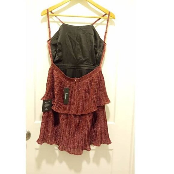 Lulus Women's Magenta Open Back Metallic Pleated Mini Dress - Picture 3 of 6